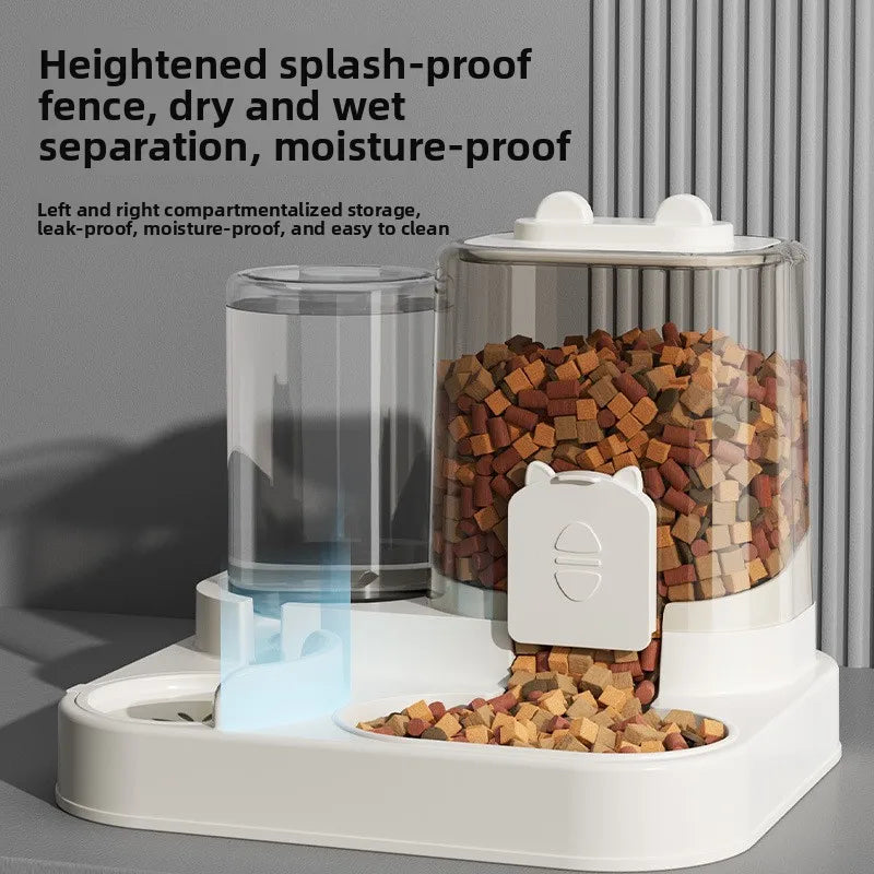 Automatic Pet Feeder and Water Dispenser for Cats and Dogs Dry Wet Separation 2-in-1 Sealed Large Capacity Food Water Bowl Set