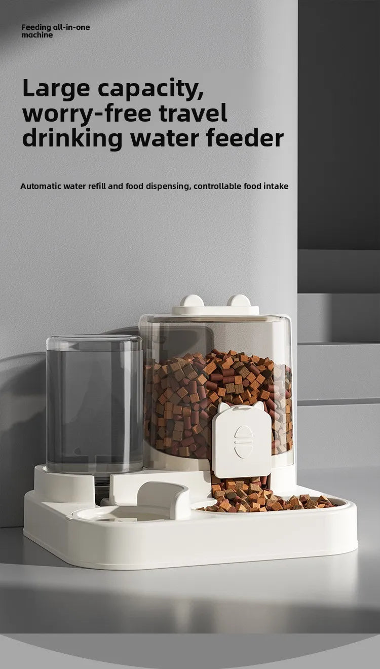 Automatic Pet Feeder and Water Dispenser for Cats and Dogs Dry Wet Separation 2-in-1 Sealed Large Capacity Food Water Bowl Set