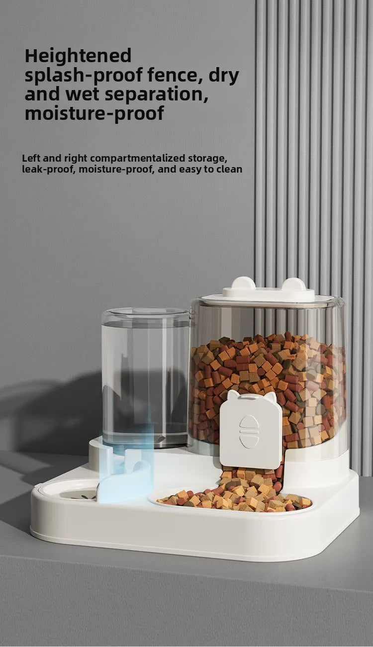 Automatic Pet Feeder and Water Dispenser for Cats and Dogs Dry Wet Separation 2-in-1 Sealed Large Capacity Food Water Bowl Set