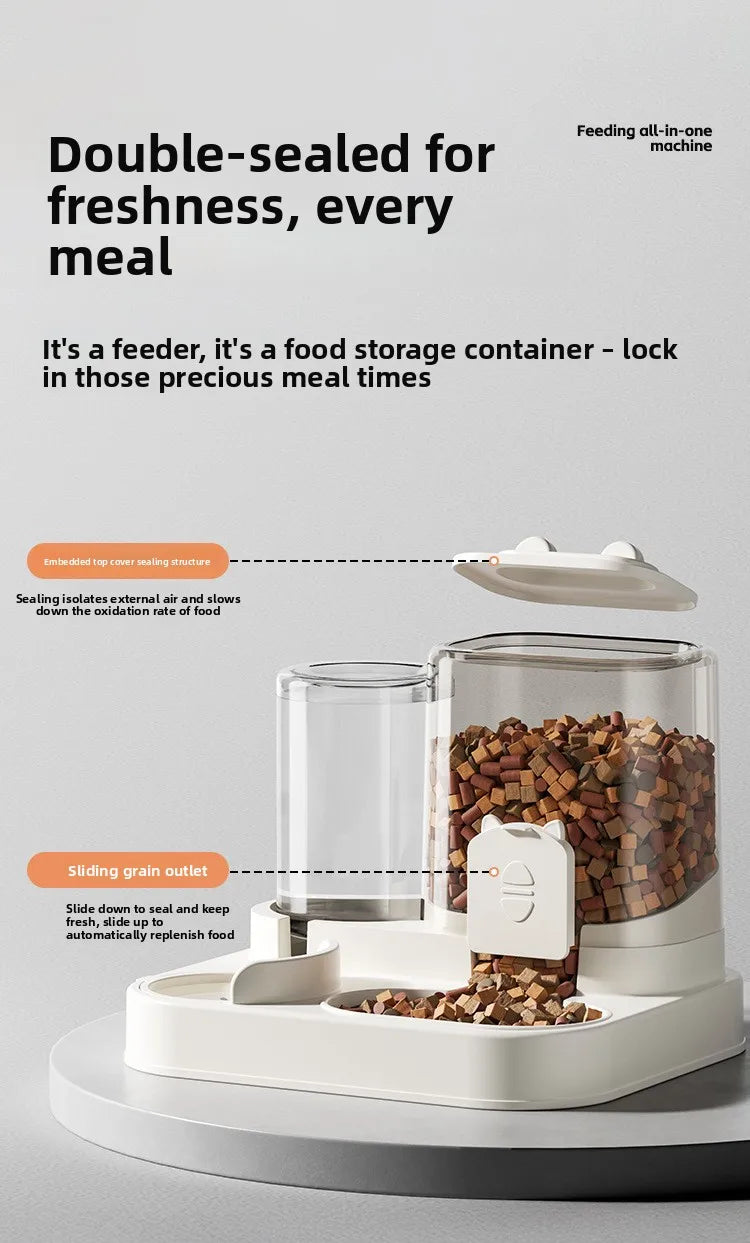 Automatic Pet Feeder and Water Dispenser for Cats and Dogs Dry Wet Separation 2-in-1 Sealed Large Capacity Food Water Bowl Set