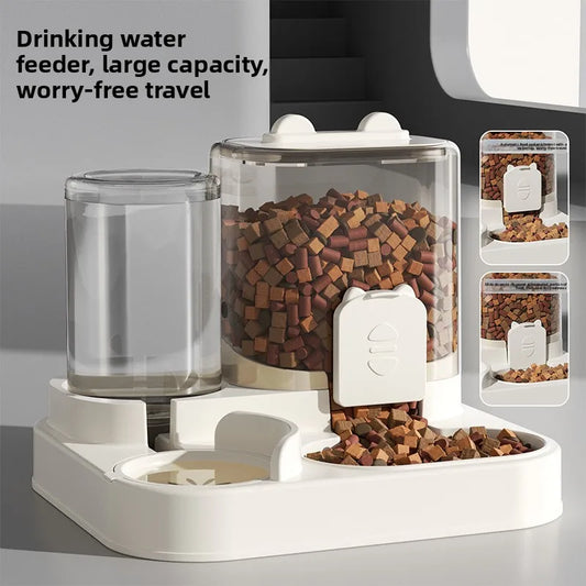 Automatic Pet Feeder and Water Dispenser for Cats and Dogs Dry Wet Separation 2-in-1 Sealed Large Capacity Food Water Bowl Set