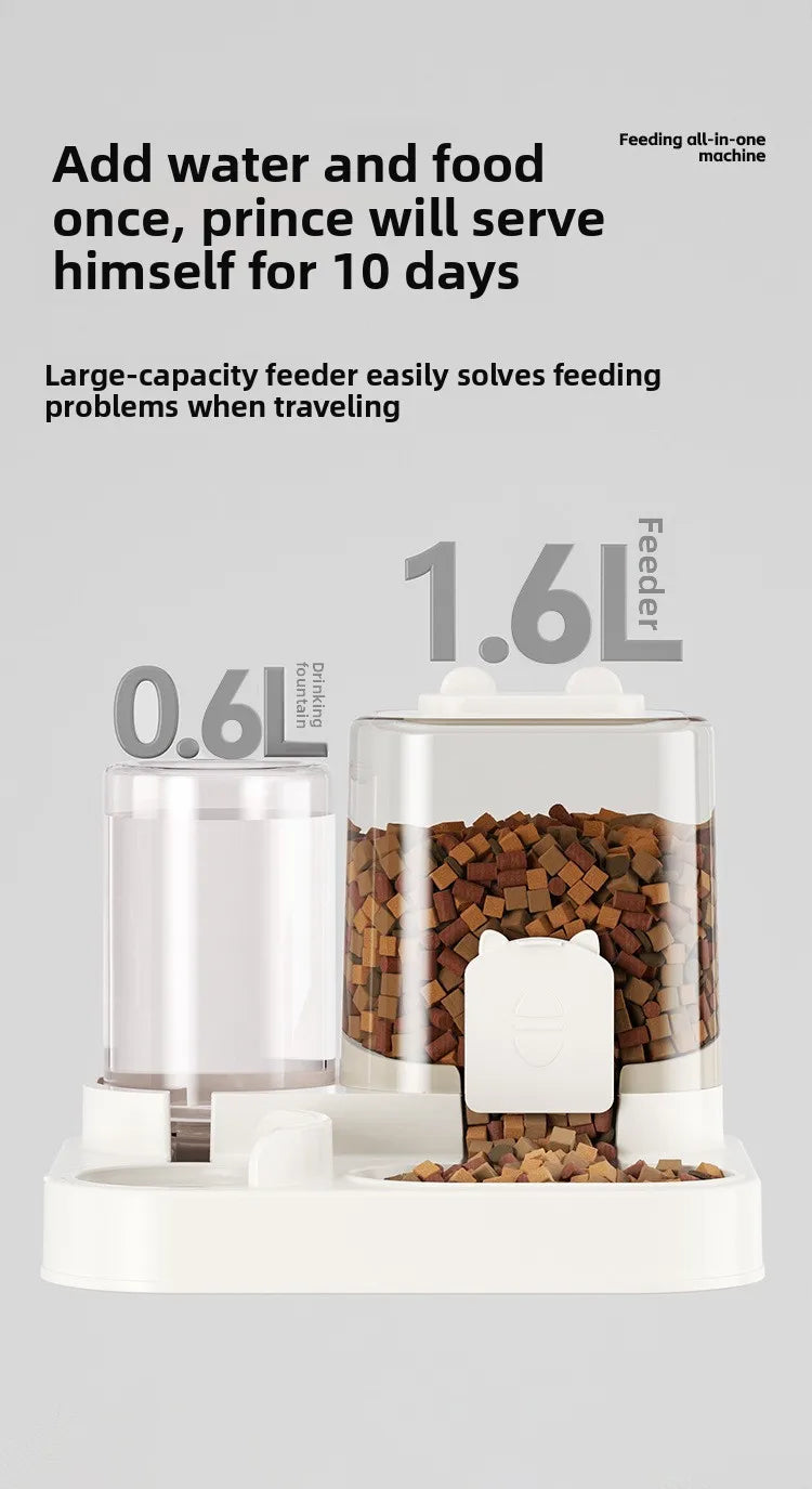 Automatic Pet Feeder and Water Dispenser for Cats and Dogs Dry Wet Separation 2-in-1 Sealed Large Capacity Food Water Bowl Set